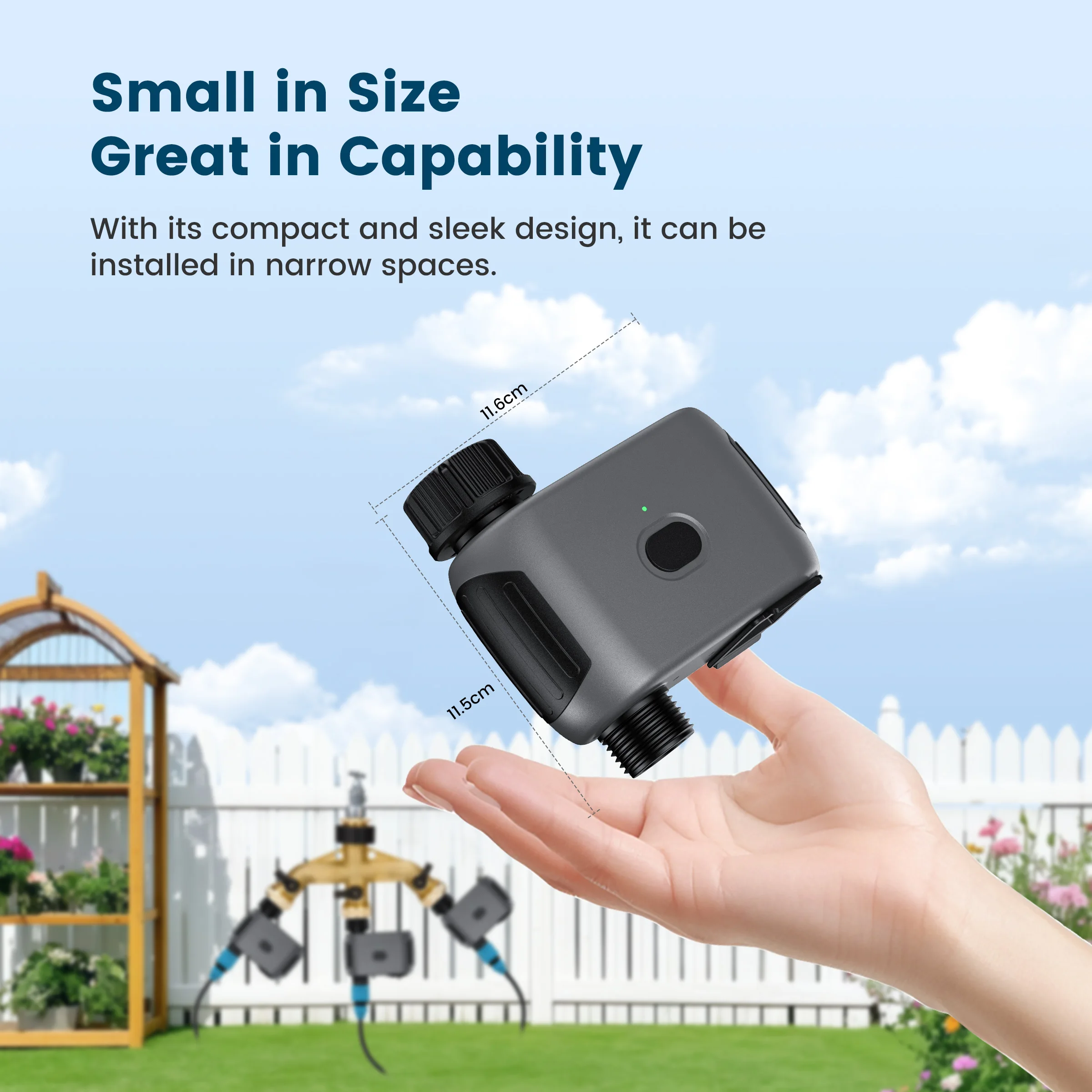 Hantdan WiFi Water Timer, Smart Sprinkler Timer For Garden, Hose Faucet Watering Hub Wireless Remote App Control Irrigation System Flow Meter Garden Lawn