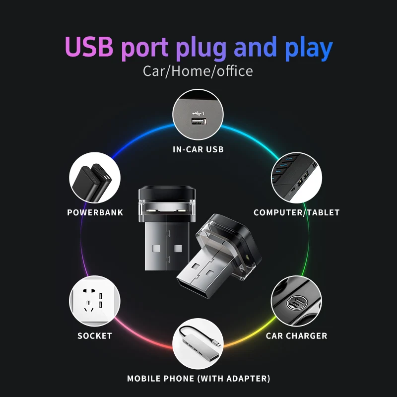 Car USB Led Light mood lamp Plug Play Universal LED interior Atmosphere Light Auto Reading Lamp Decorations Decorative Strip 1x