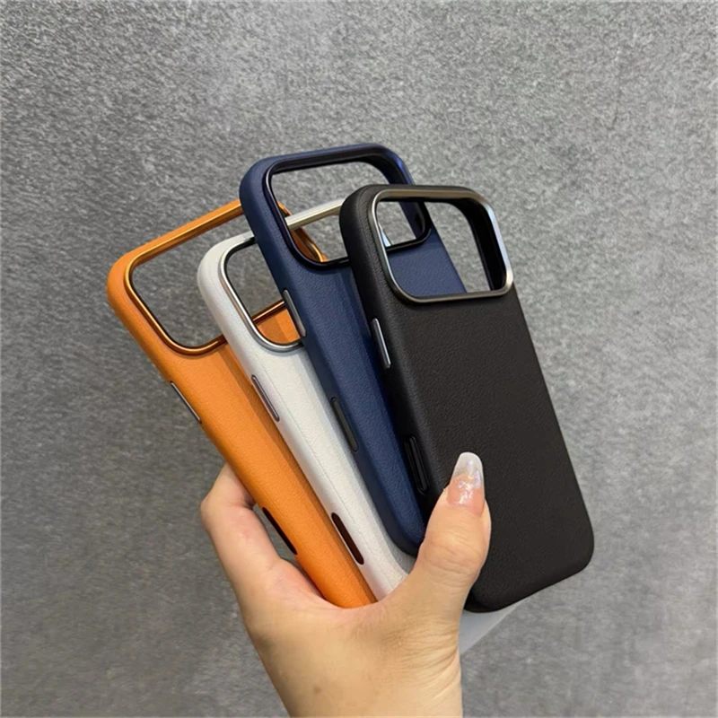 Magnetic Leather Luxury Case with Silicone Border and AI Button Bumper