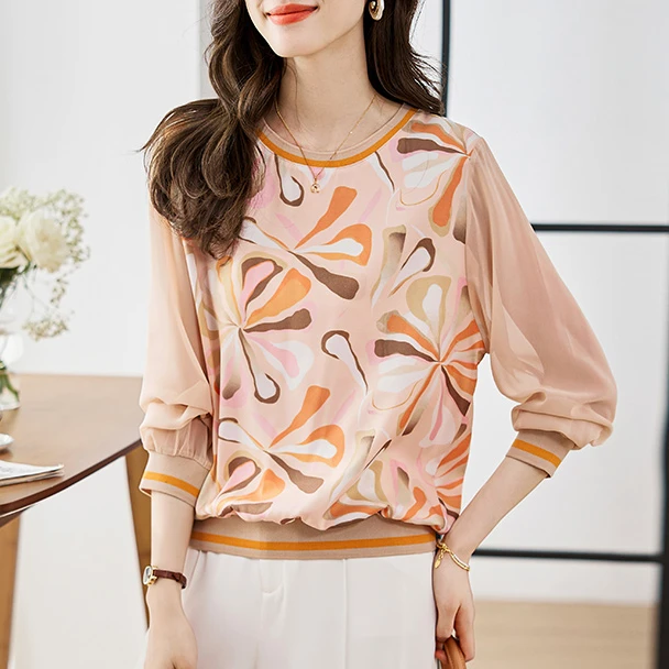 

Knitted pullover women long sleeve patchwork blouses