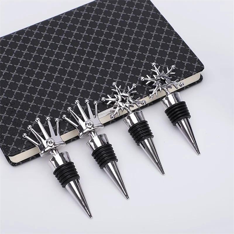 Wine Stopper Wine Stoppers New Wine Bottle Stopper Snowflake Crown Pattern Beverage Bottle Corks Sealer for Wine Lovers Home Kitchen Bar Tools Accessories