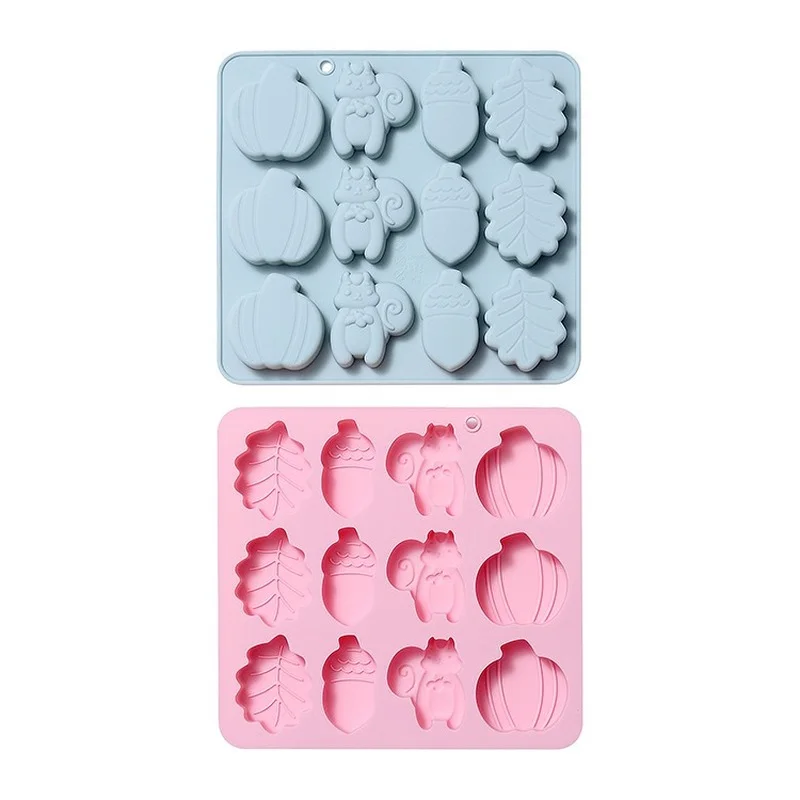 

Fall Themed Cake Decorating Tools Oak Leaf Pumpkin Shape Chocolate Fudge Mold Pastry Accessories Squirrel Baking Mould