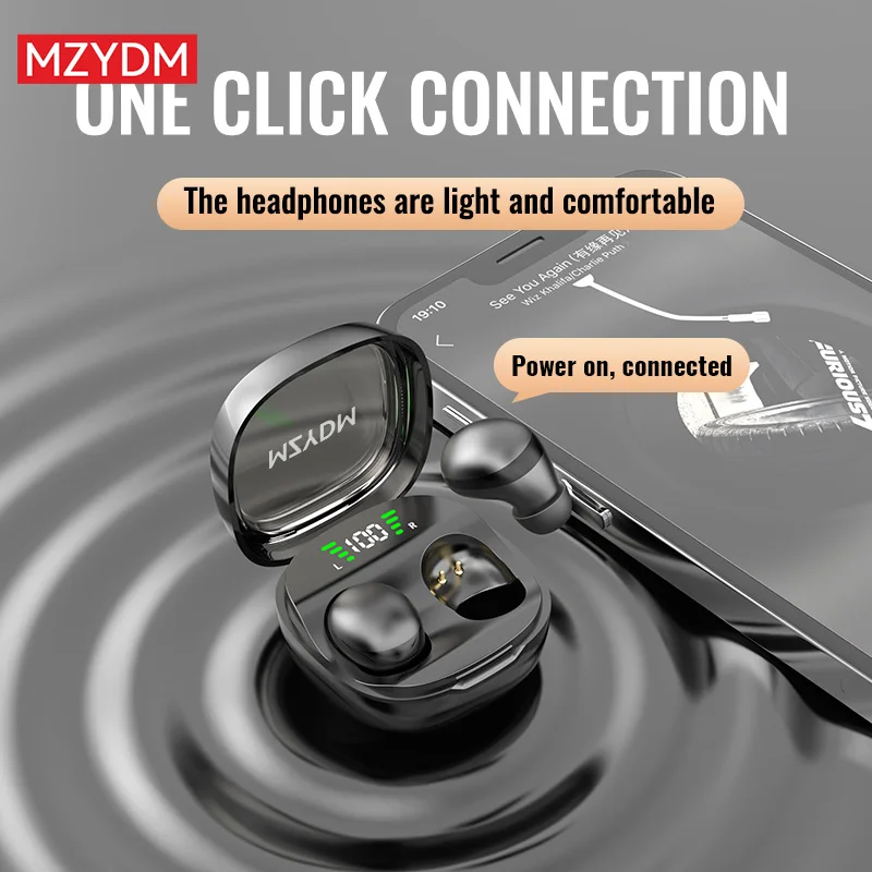Compact Wireless Bluetooth Earbuds with Hi-Fi Bass and Sleep-Friendly Design