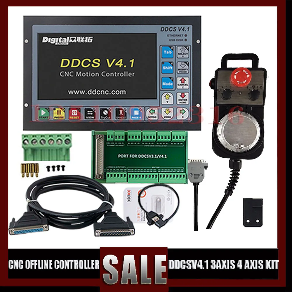 

Latest Ddcsv3.1/Ddcsv4.1 Cnc Offline Controller 3/4 Axis Usb Interface Controller Metal Housing With E-stop Mpg Handwheel