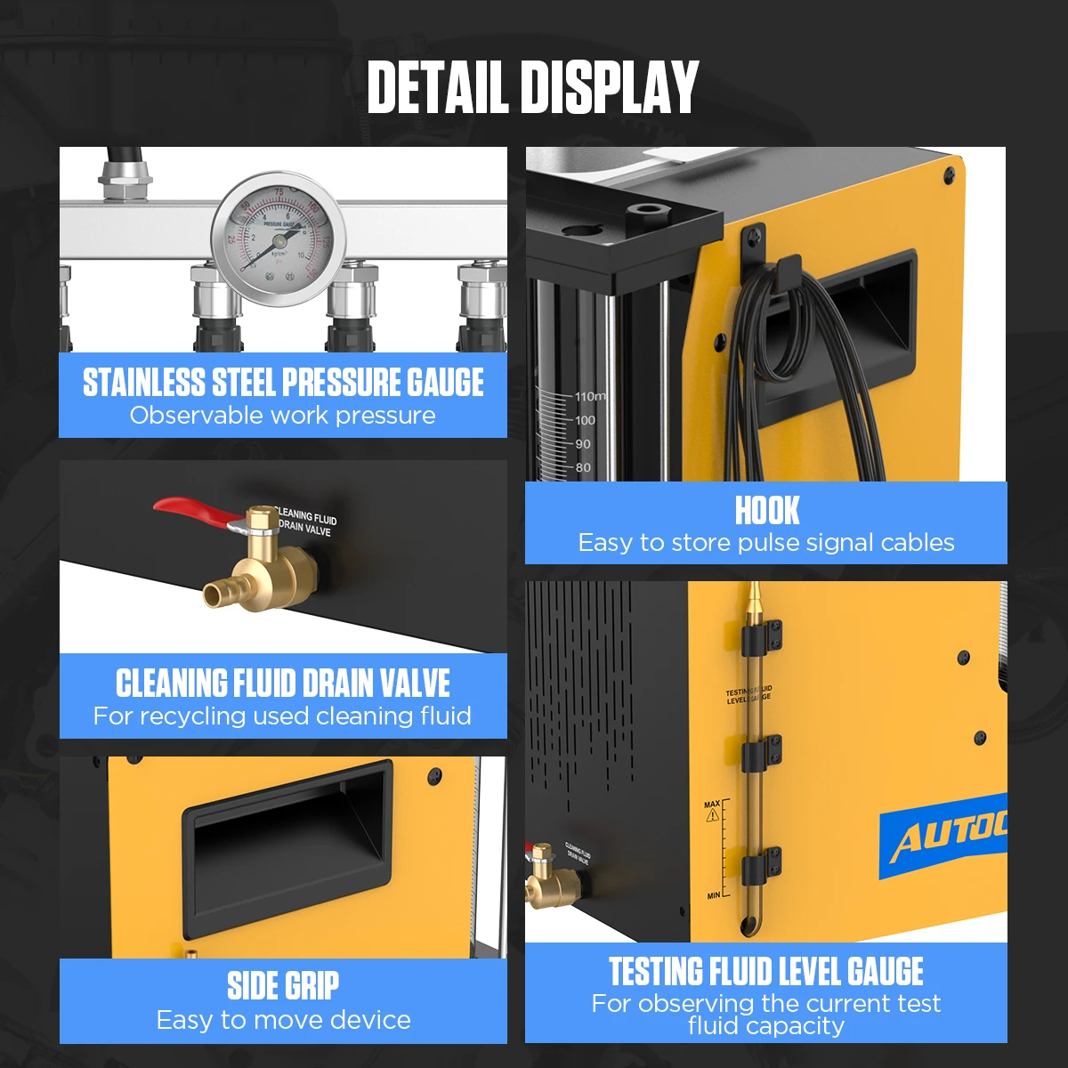 AUTOOL CT200 سيارة حاقن الوقود تستر آلة التنظيف 11...