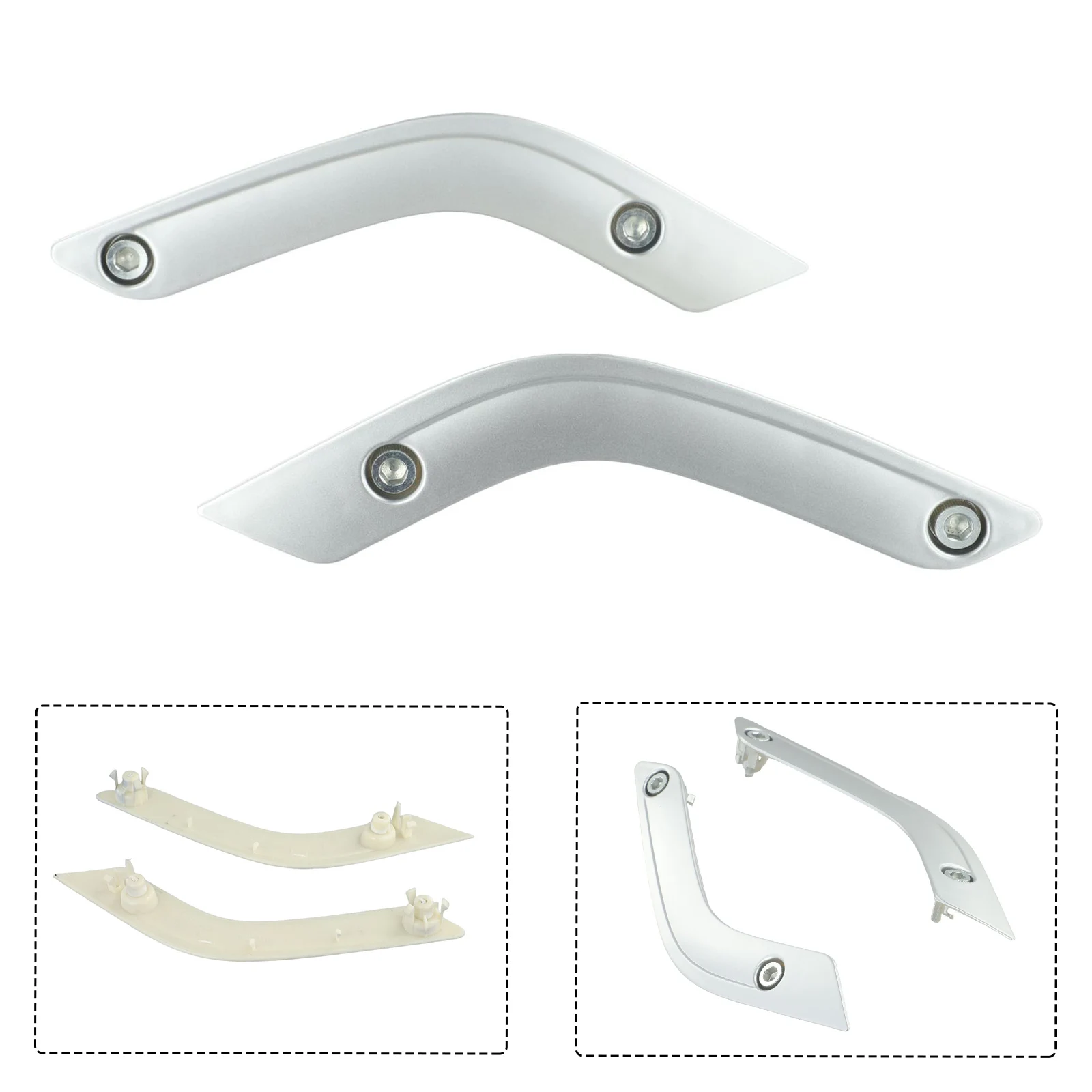 

A Pair Left&right Interior Door Grab Handle Inserts Cover Trim Silver For Jeep Wrangler JK 2011-2018 1RC72JAHAD 1RC72JAHAE