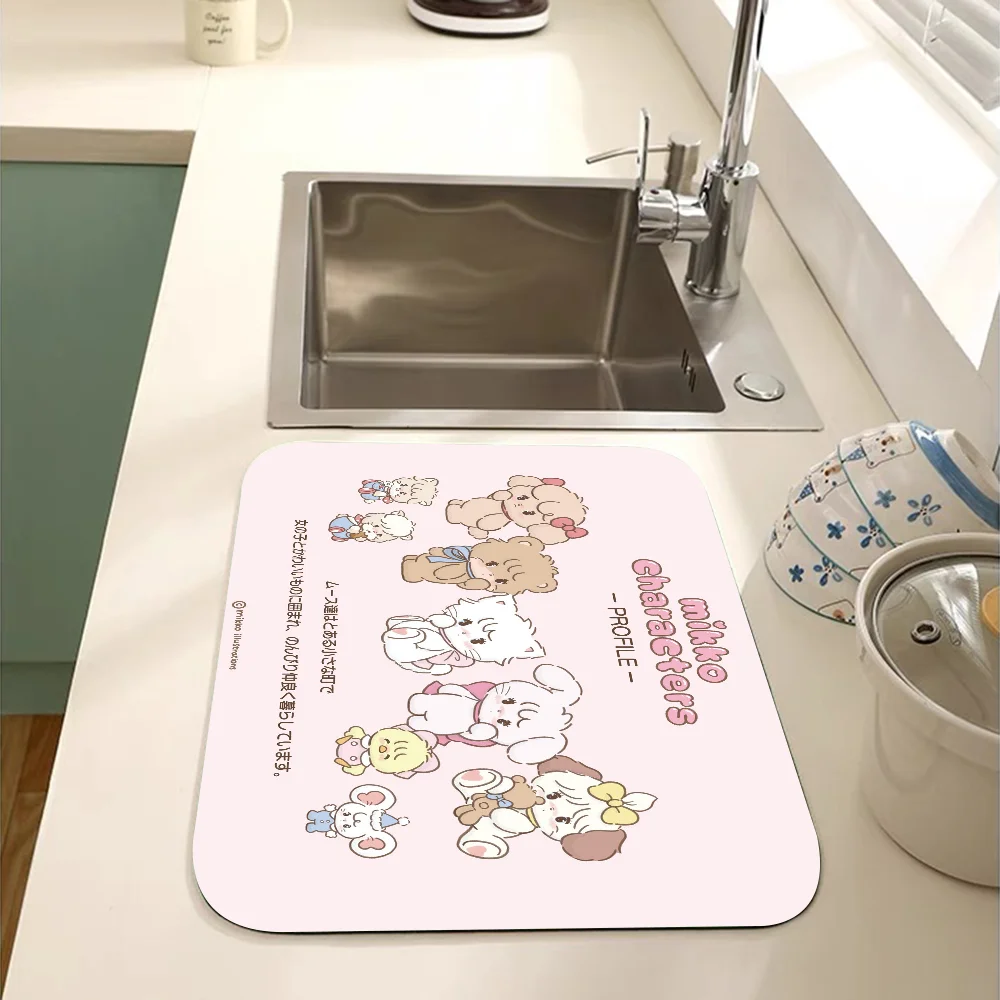 M -Mikko C-Characters Coffee Dish Quick Drying Kitchen Absorbent Drained Placemat For Table Bathroom Kitchen Draining Pads 4