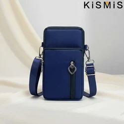 Women's Korean Style Crossbody Mini Phone Bag and Armband Pouch (Blue)
