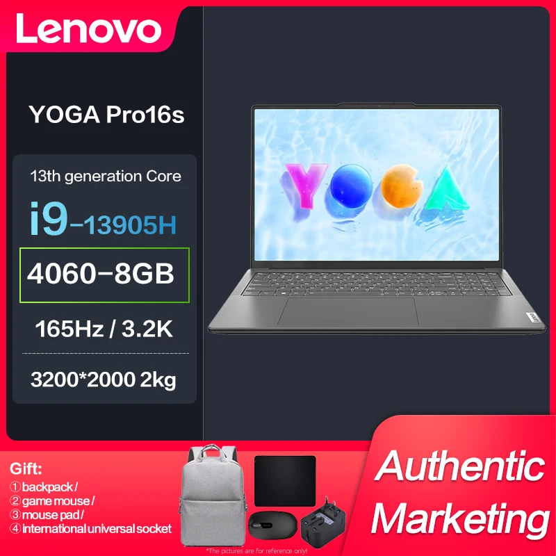 

New Lenovo YOGA Pro16s Supreme Laptop 2023 13th Intel Core i9-13905H RTX4060-8GB 3.2K 165Hz 16-Inch Touch 100% P3 SRGB Notebook