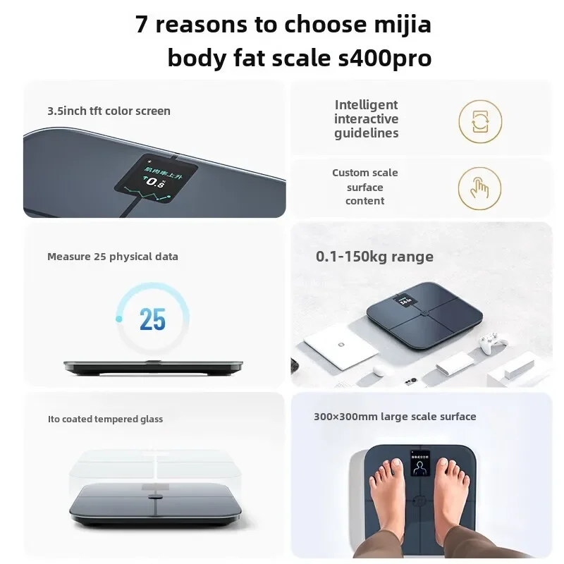Xiaomi Mijia Body Fat Scale S400 Pro 3.5-inch TFT Large Color Screen Bluetooth 5.1 Multi-dimensional Measurement Weight Scale