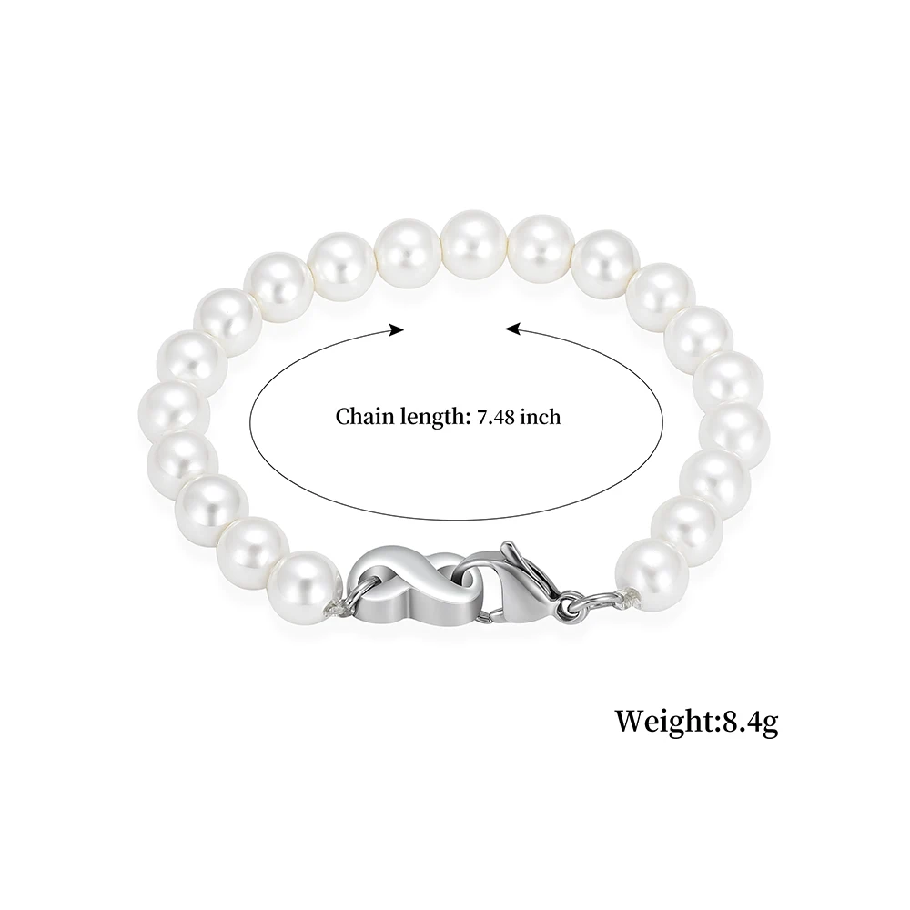 Women's Pearl Bracelet Cremation Jewelry Urns Bracelets For Human Ashes Stainless Steel Memorial Bangle Keepsake