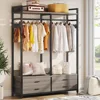 Freestanding Closet Organizer for Hanging Clothes, Heavy Duty Garment Rack with 4 Drawers, 8 Hooks and Storage Shelves, Wardrob 2
