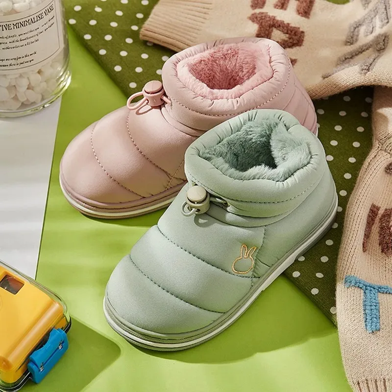 Winter Kids Children Boys Girls Winter Slippers Solid Non-slip Home Indoors Shoes Warm Child Baby Bedroom Shoes Slippers 2