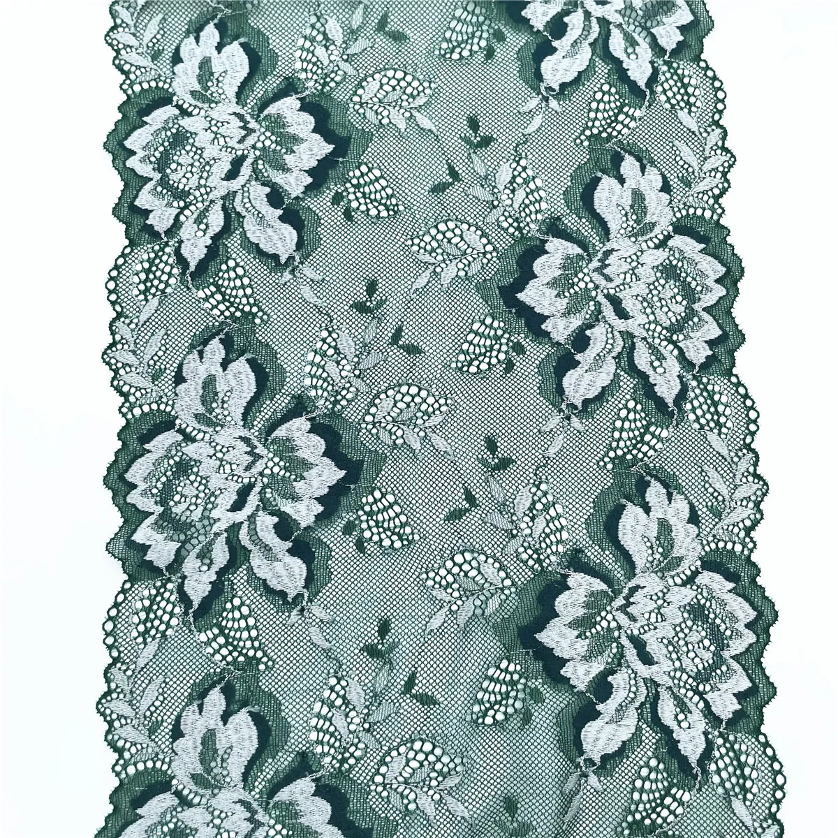 3y/lot Width 9 inch 23cm 2-Tone Pretty Green Elastic Stretch Lace 4
