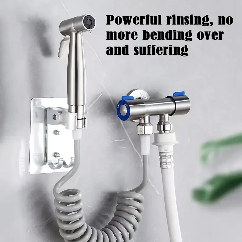 304 stainless steel toilet companion dual-function water outlet angle valve bathroom bidet sprayer booster kit