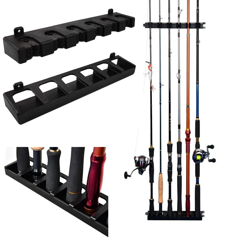 2 pezzi supporti per canne da pesca rack a 6 canne supporto per asta verticale montaggio a parete modulare per canne da pesca in garage accessori per la pesca  18
