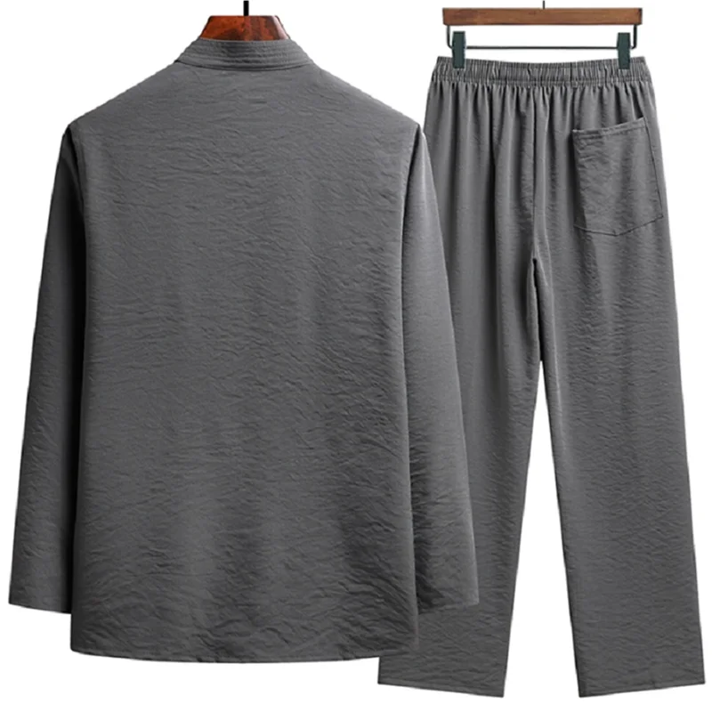 Chinese Tradition Kung Fu Set Men Casual Comfort Long Sleeve Pajamas Spring Autumn Vintage Menswear Tang Suit M-XXXXL chinese traditional costume