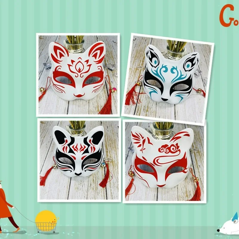 

Cat Face Mask Half Face Hand-painted Cat Nine-tailed Fox Mask Anime Two-dimensional Ancient Style Mask Role-playing Props
