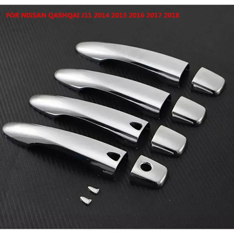 

FIT FOR NISSAN QASHQAI J11 2014 2015 2016 2017 2018 CHROME DOOR HANDLE COVER BOWL CUP CAP TRIM INSERT BEZEL FRAME SMART KEY