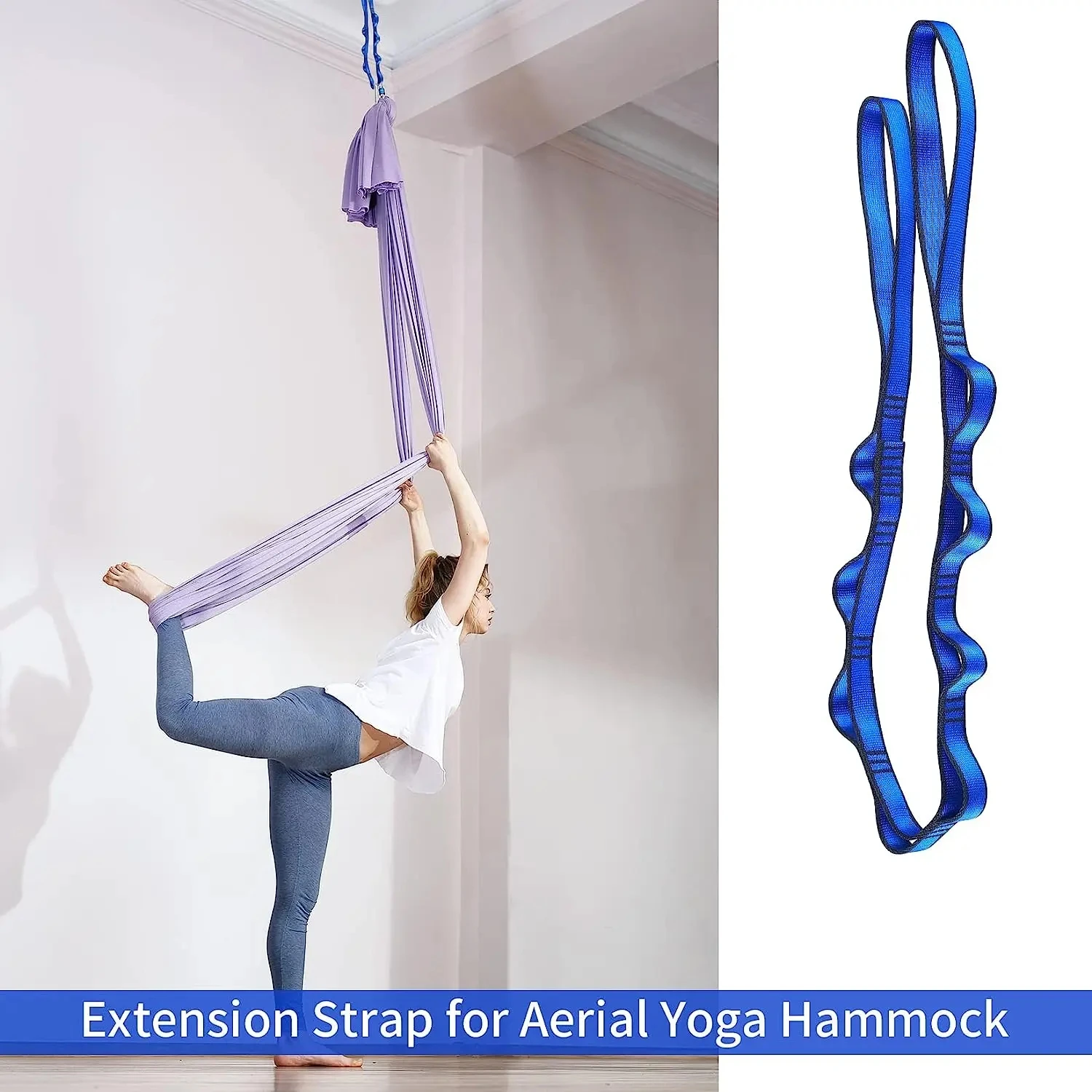 Aerial Yoga Strap Hanging Rope Climbing Rope Yoga Stretch Belt Extender for Aerial Yoga Hammock Swing Flying Anti-Gravity