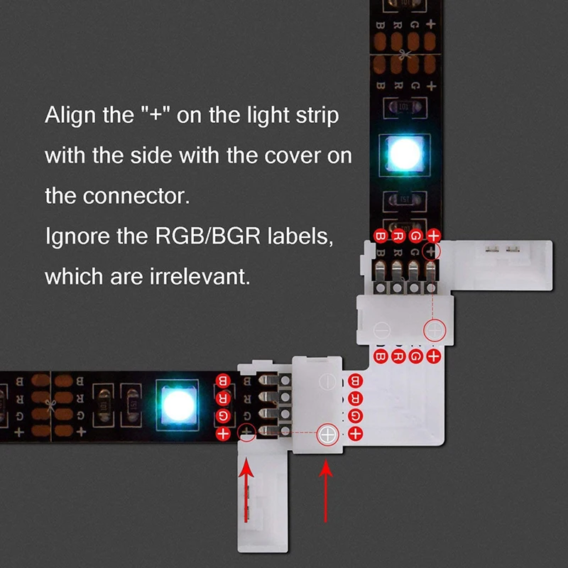RGB Connector 4 Pin L Shape LED Extension Wire For Led Strip Light 5050