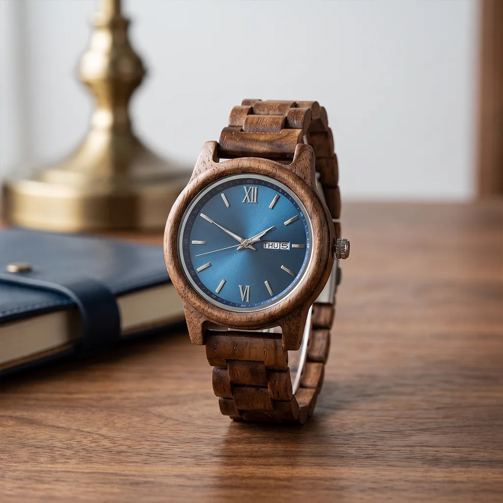 Men's Watch Wood Watch Date Week Stylish Watches Timepieces Chronograph Quartz Relogio Masculino Dropshipping