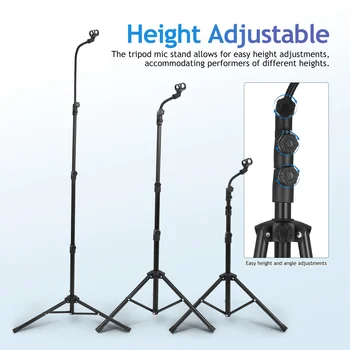1 Set Microphone Stand Floor Tripod Heavy Duty Adjustable Metal Mic Holder For Recording Broadcasting Live Streaming Portable 1