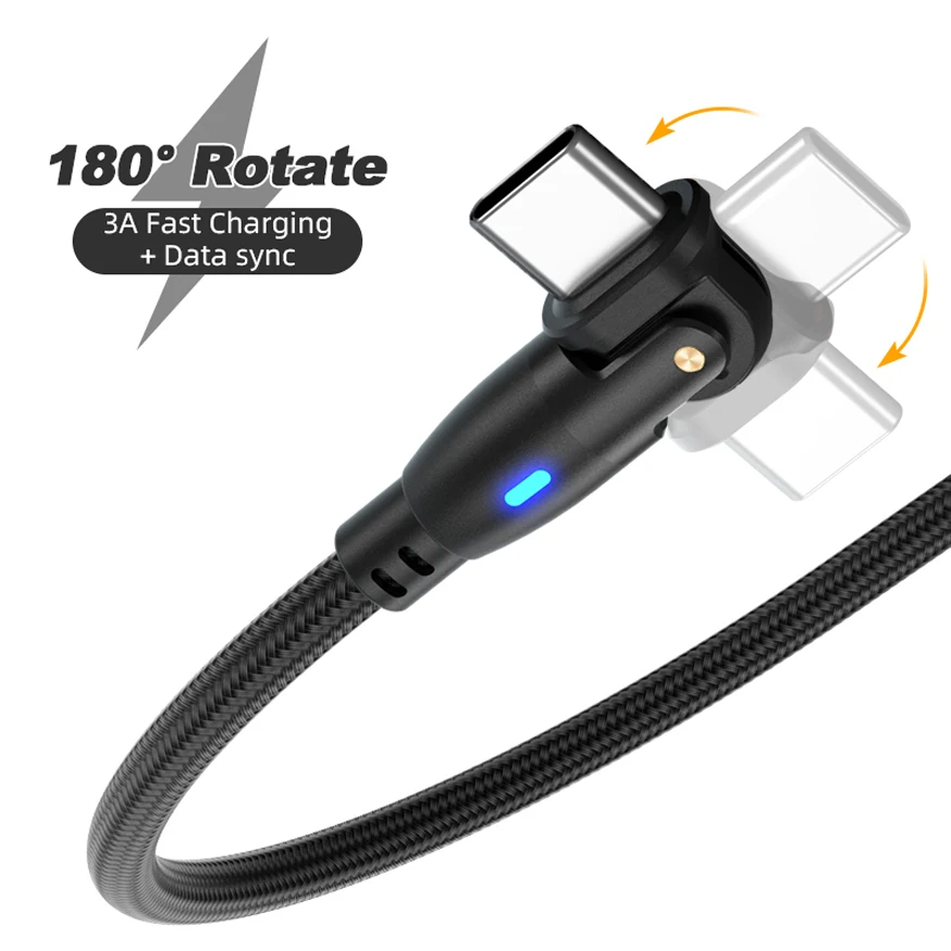 180 ° Ruota 3A Cavo Di Ricarica Usb Per Iphone 14 Meizu 20 20Pro 18X Meizu 18S 16S 17 Meizu 16S Pro Plus Note9 V8 Cavo Di Tipo C
