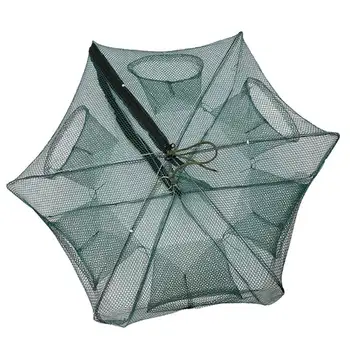 6 Holes Automatic Fishing Net Zipper Design Foldable Shrimp Cage High Strength Nylon Fish Trap Cast 1