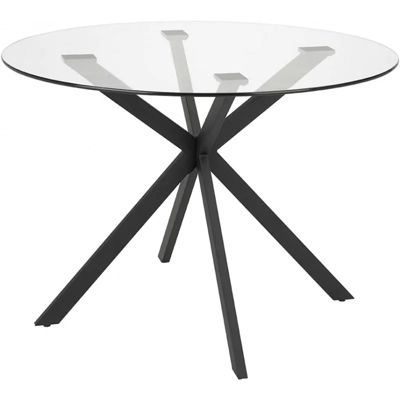 

Modern Round Dining Table with Tempered Glass Top, Seats 4 in Style & Comfort, Elegant Kitchen Furniture for Contemporary Ho