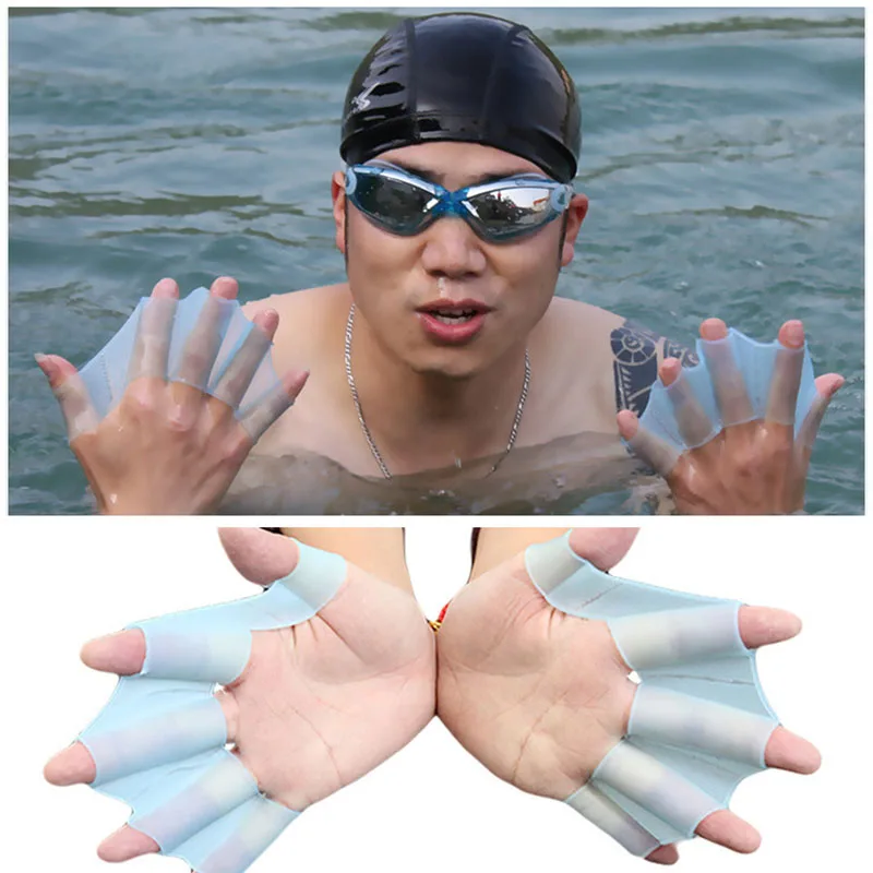 Swimming Hand Fins Flippers Finger Webbed Gloves Paddle Unisex Frog Type Silicone Girdles Water Sports Accessories