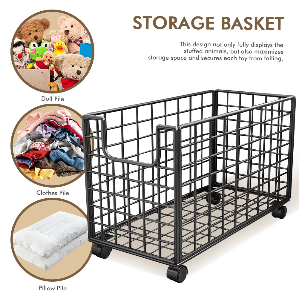 Stuffed Animal Organizer with Wheels Kids  Storage Bins Stuffed Animals Storage Bin for Kids Room Playroom Plush