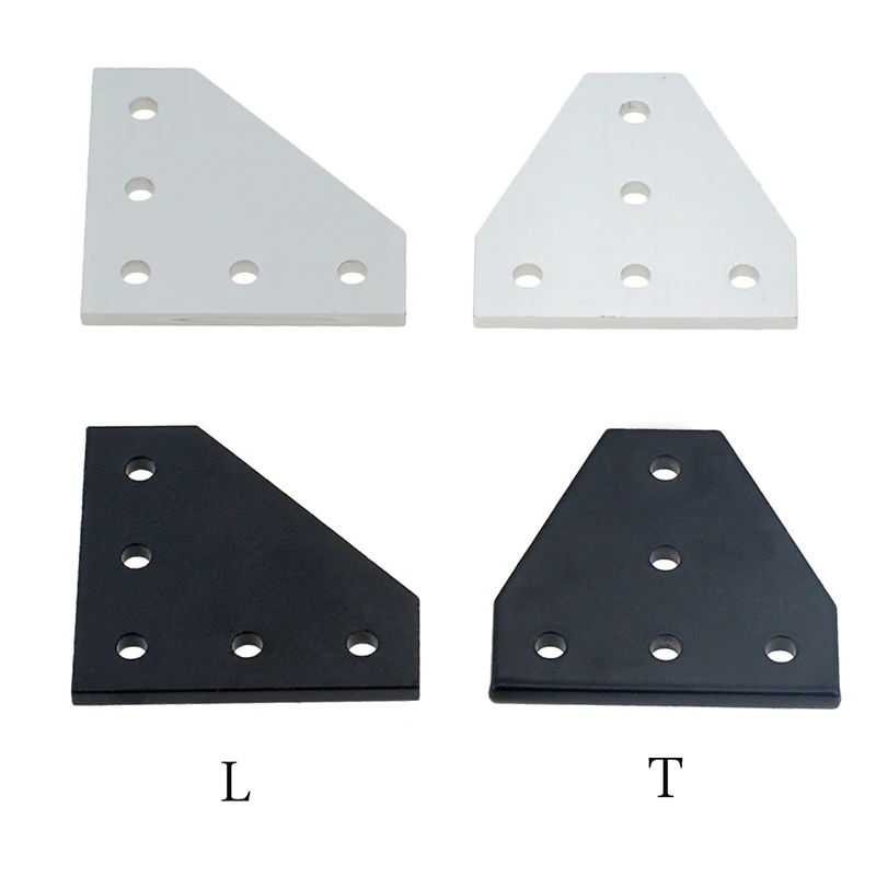 2pcs/4pcs 5 Hole Black/Silver Joint Board Plate Corner Angle Bracket Connection Joint Strip for 2020 3030 4040 Aluminum Profile 3d printer parts aluminum profile 5 hole t shaped l shaped right angle connecting plate 2020 3030 2040 4040 angle bracket