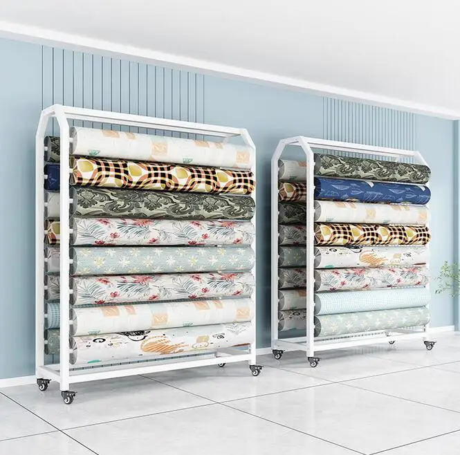 Textile fabric display rack, fabric roll display rack, tablecloth fabric display rack, mobile island rack 5