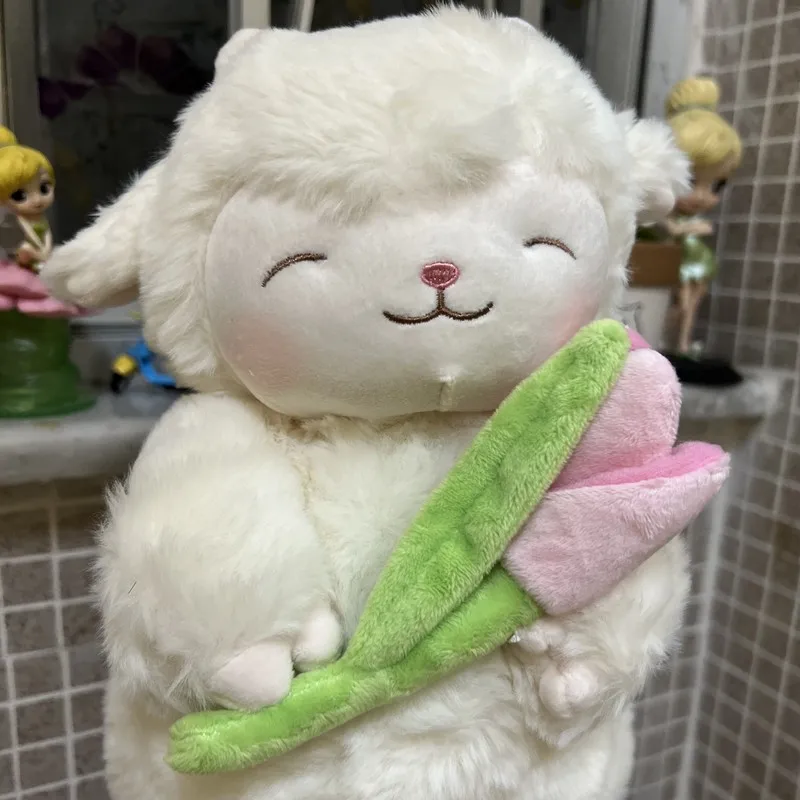 

Мягкая плюшевая игрушка в виде овцы, мягкая плюшевая игрушка в виде цветка тюльпана для детской куклы из теплого белого ягненка