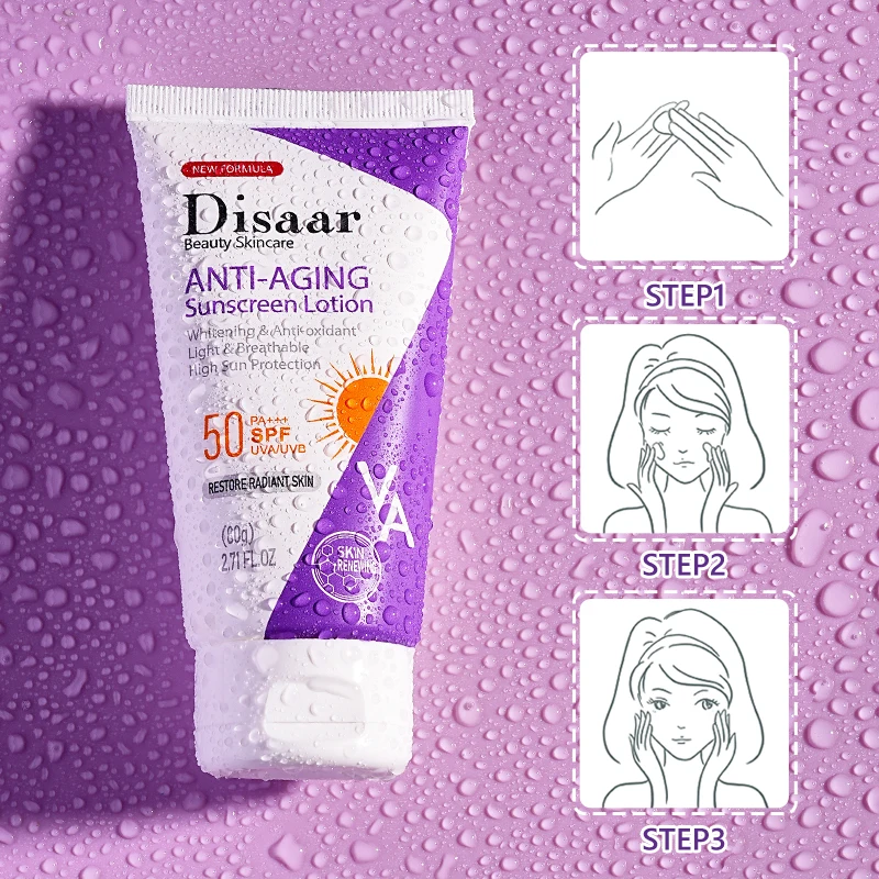 Disaar Anti-Aging Sunscreen Cream SPF50 80g Nicotinamide Retinol Vitamin C Uv Protection Lotion Anti-Oxidant High Sun Protection