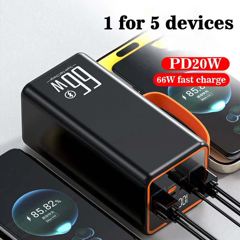 

Mini Power Bank 30000mAh Portable External Battery Pack Built in Cable Powerbanks Spare Batteries for iPhone14 Samsung Xiaomi