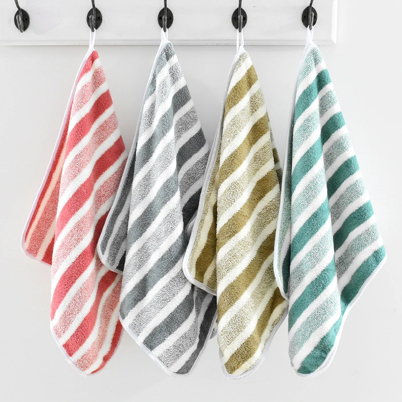 

Bath Towel Coral Fleece Microfiber Striped Adult Household Textiles Bathroom Soft Woman Sauna Spa Absorbent Towel