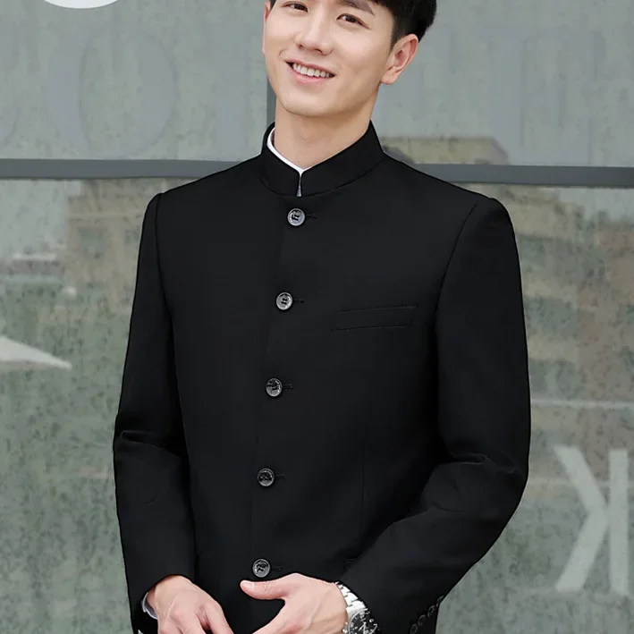 Chinese Style Tang Suit Men's Western Suit Stand Collar Jacket Chinese Business Attire formal suit