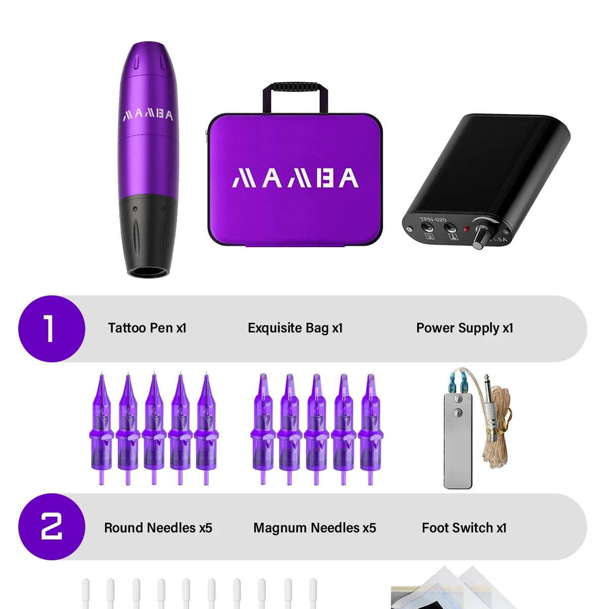 tattoo kit tattoo supplies BLACK/PURPLE Wireless Tattoo Machine Kit Complete Rotary Tattoo Machine Battery Cartridge Needles Power Supply Ink for Body Art