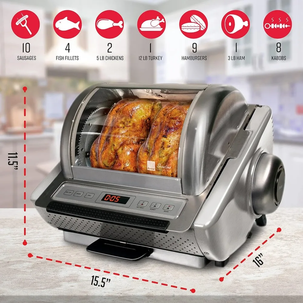 Rotisserie Oven,Gourmet Cooking at Home,Cooks Perfectly Roasted Chickens,Turkey,Pork,Roasts & Burgers,Large Capacity 3