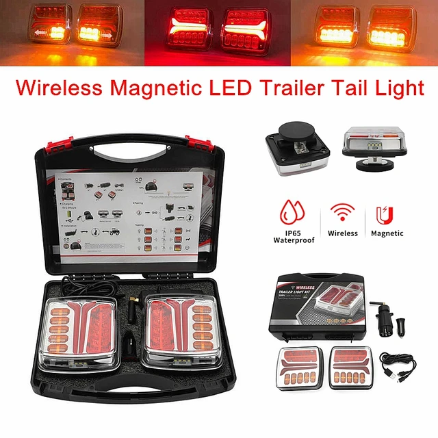 Kit de feux arrière de remorque sans fil magnétiques à LED avec prise à 7  broches, lumière de remorque étanche, sans câble, camion, camion,  camionnette, montres, caravane - AliExpress