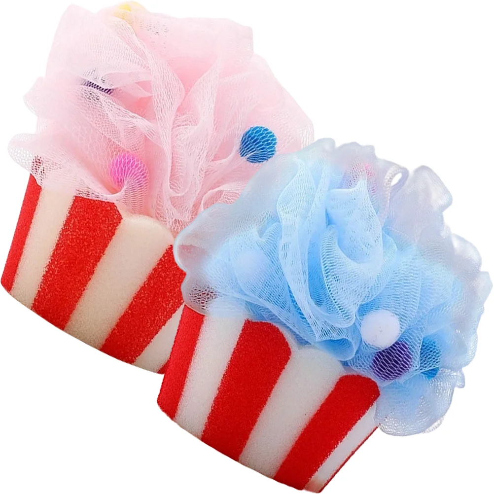 2 Pcs Cartoon Bath Ball Loofah Exfoliating Body Scrubber Travel Sponge Shower for Accessories Women Loofahs Back Cone