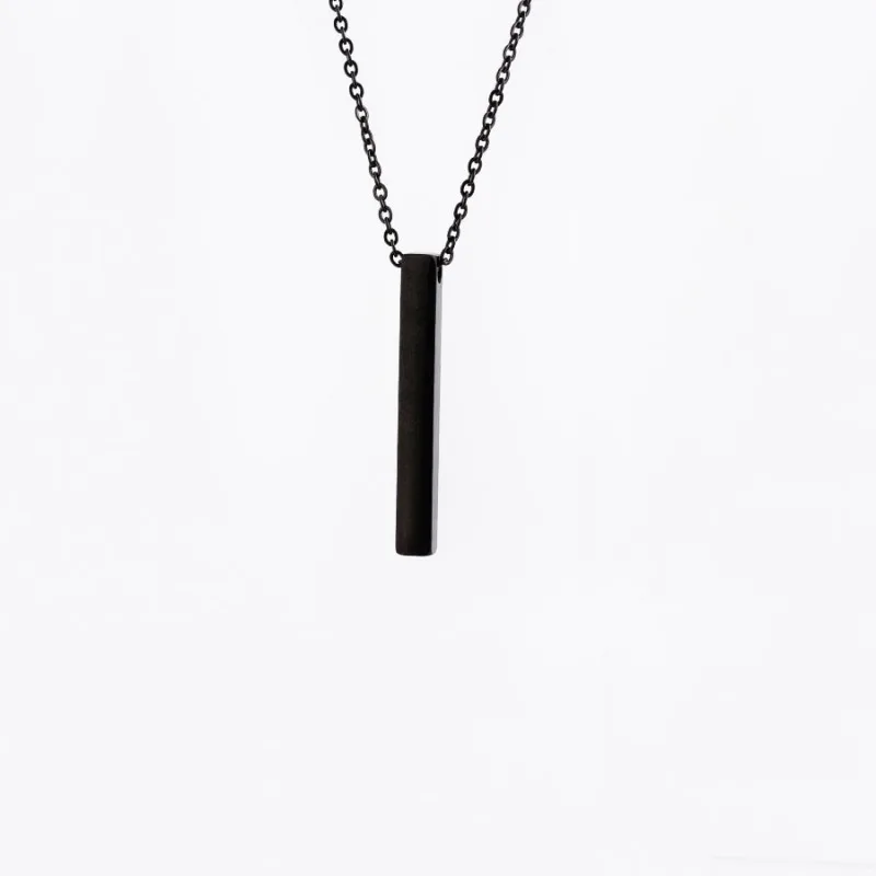 New Vertical Square Bar Pendant Charm Necklace for Women Men Stainless Steel Simple Geometric Neck Chain Jewelry Gift Кольца