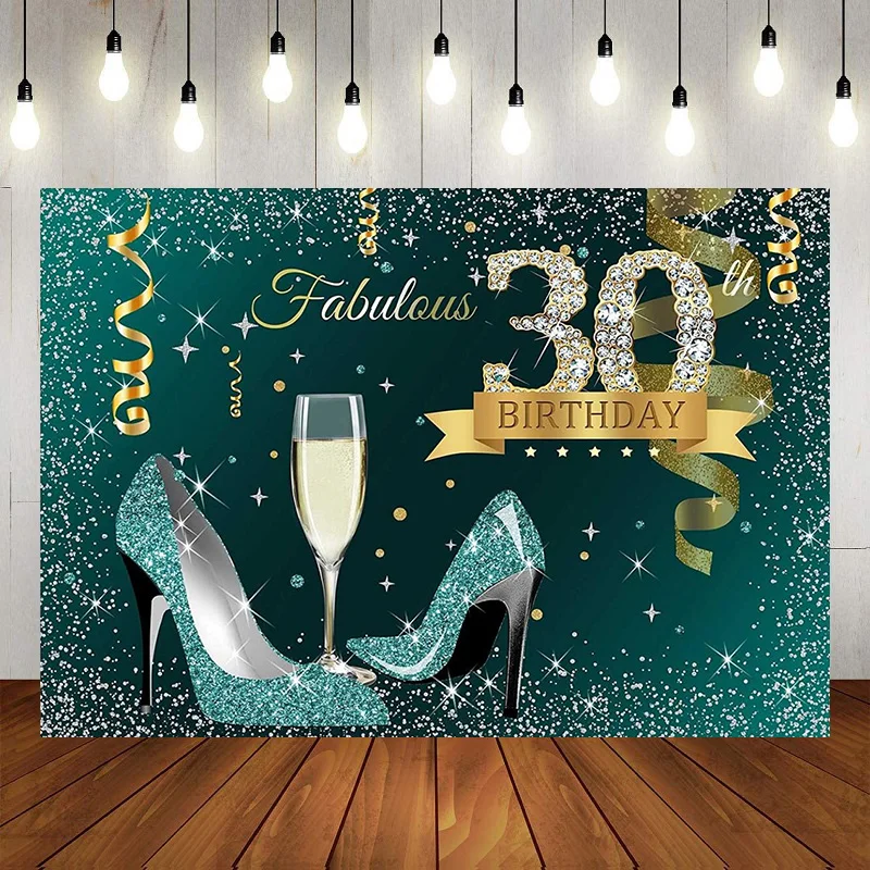 Oro Rosa Happy 30Th Birthday Party Balloon Lover Photography Sfondo Ragazze Donne Pink Kissing Background Banner Poster Decor