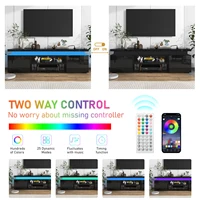 66 Inch LED TV Stand for 70/75 Inch TV, Modern Gaming TV Cabinet with Power Outlet, High Gloss Entertainment Center with Storage 5