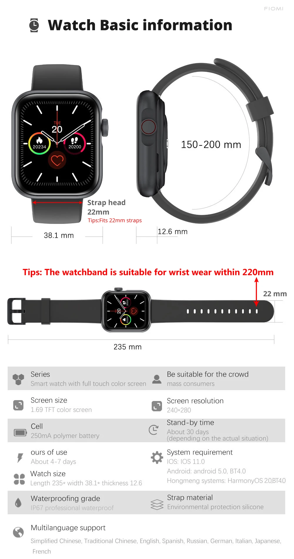 FIOMI L201 Women Smart Watch Bluetooth Call Custom Dial Touch Waterproof newMen Smartwatch For Android IOS Sports Fitness Tracke