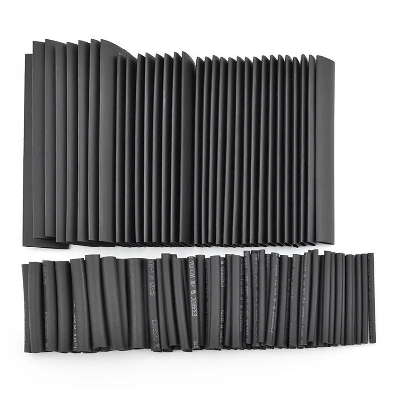 127pcs/lot Thermoresistant tube Shrink wrapping  2:1 Black heat shrink Sleeving set Wire Cable Polyolefin Wrap Tubing