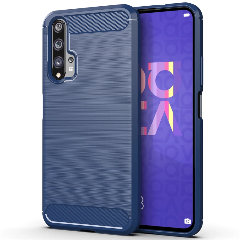For Cover Huawei Nova 5T Case Hard Shockproof Bumper Carbon Fiber