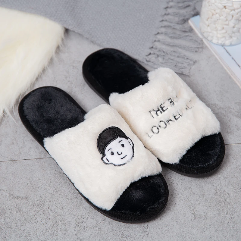 Home Cotton Slippers 2022 New Winter Shoes for Women Fashion Indoor Soft Slides Men Non-Slip Ladies Slides Platform Shoes Couple